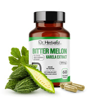 Dr. HERBALIST Karela Bitter Melon Extract Capsules 400mg - Momordica Charantia with Charantin & Polypeptide-P | Supports Metabolic Wellness* | Halal, Vegan | 60ct