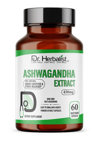 Dr. HERBALIST Ashwagandha Extract Capsules 450mg - Withania Somnifera Root Extract with Withanolides | Supports Calm Focus Vitality & Stress Resilience* | Halal, Vegan | 60ct