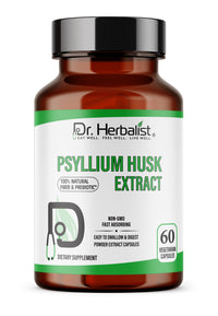 Dr. HERBALIST Psyllium Husk Extract Capsules - Plantago Ovata Soluble Fiber | Supports Digestive Regularity & Gut Wellness* | No Grit, No Mixing | Halal, Vegan | 60ct