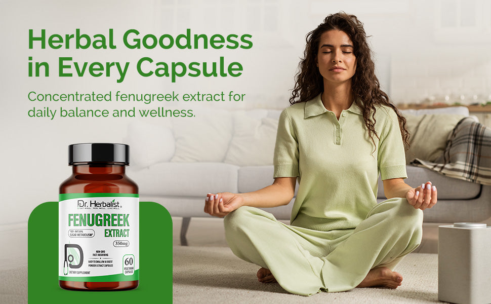 Dr. HERBALIST Fenugreek Extract Capsules 350mg - Trigonella Foenum-Graecum with Saponins & 4-Hydroxyisoleucine | Supports Digestive Comfort & Women's Wellness* | Halal, Vegan | 60ct — feature 4