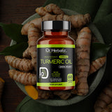 Dr. HERBALIST Turmeric Oil Capsules 1600mg - Cold Pressed Curcuma Longa Oil Softgels with Turmerones | Supports Joint Comfort & Antioxidant Wellness* | Halal, Vegan | 60ct