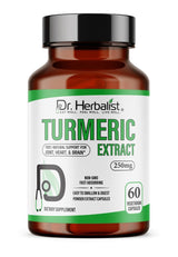 Dr. HERBALIST Turmeric Extract Capsules 250mg - Curcuma Longa Curcuminoid Concentrate | Supports Joint Comfort & Antioxidant Wellness* | Halal, Vegan | 60ct