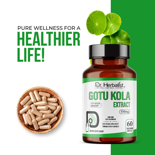Dr Herbalist Gotu Kola Extract | Natural Brain & Memory Booster | Supports Focus, Mental Clarity &