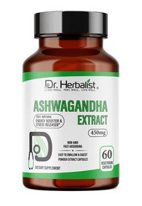 Dr. HERBALIST Ashwagandha Extract Capsules 450mg - Withania Somnifera Root Extract with Withanolides | Supports Calm Focus Vitality & Stress Resilience* | Halal, Vegan | 60ct
